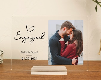 Personalized Engagement Gifts for Couple • Newly Engaged Gifts, Engagement Frame, Engagement Plaque