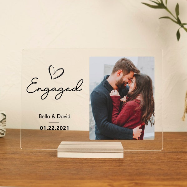 Personalized Engagement Gifts for Couple • Newly Engaged Gifts, Engagement Frame, Engagement Plaque