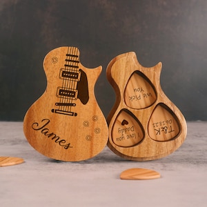 Custom Wooden Guitar Picks Case, Guitar Pick Holder, Guitar Pick Box, Guitar Player Gifts, Father&#39;s Day Birthday Gift Idea