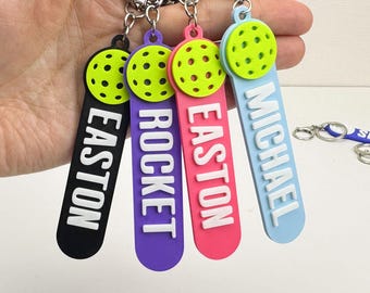 Personalized Pickleball Keychain, Custom Name Keychain, Pickleball Bag Tag, Backpack Name Tag, Coach Gift, Team Gift