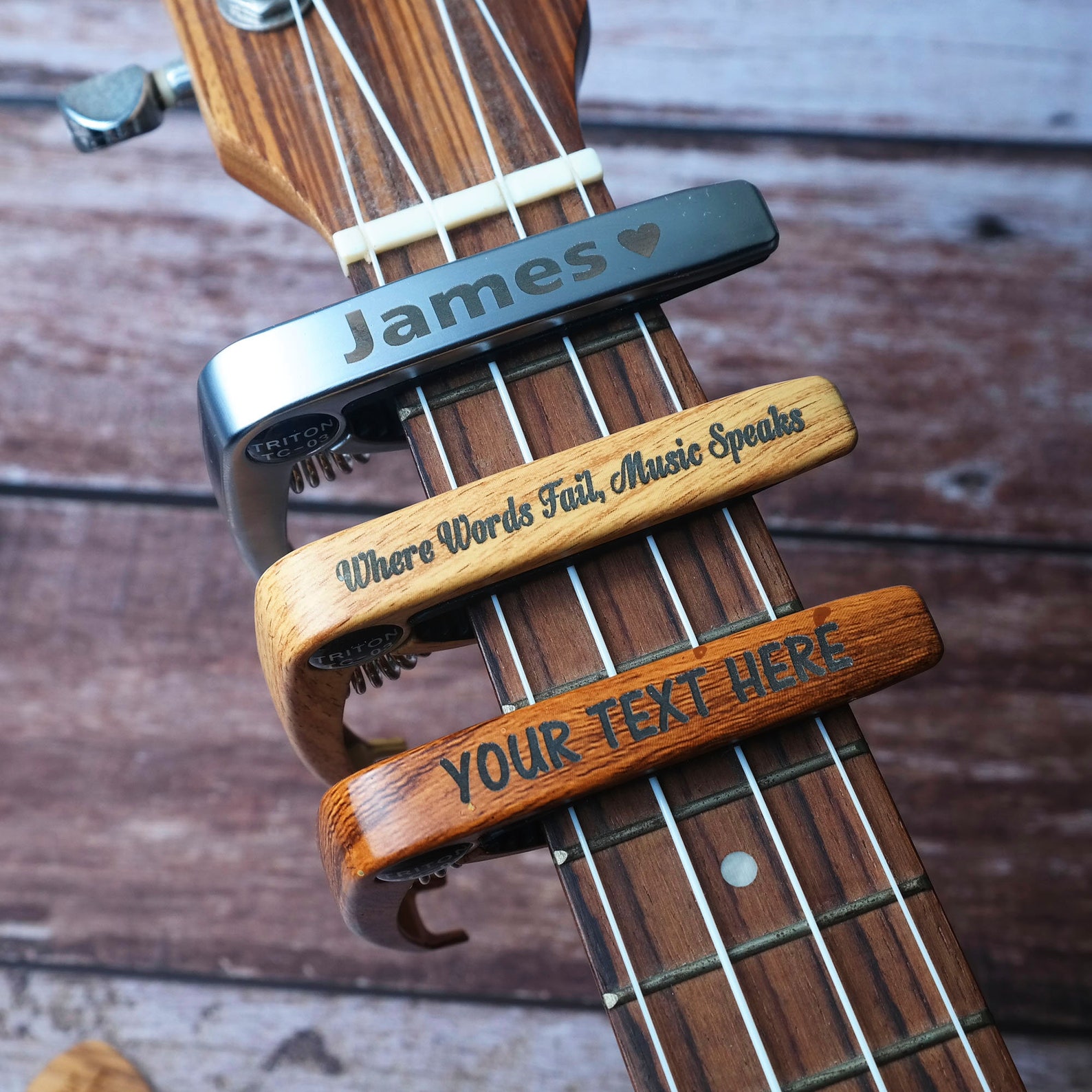 Personalized Guitar Capo Custom Message Valentines Gift Etsy