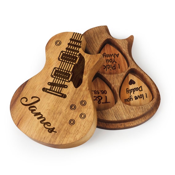 Médiators de guitare en bois personnalisés avec Pick Box
