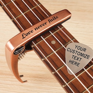 Personalized Guitar Capo, Guitar Pick, Ukulele Capo, Custom Valentines Gift, Birthday Gift, Christmas Gift for Guitarists, Musician Gift