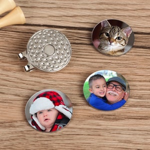 Custom Photo Golf Ball Marker & Hat Clip Set, Golf Gift for Man, Gift for Golfer, Fathers Day Gift, Gift for Husband, Gift for Grandpa image 2