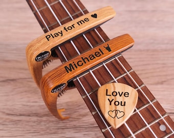 Aangepaste gitaarcapo, gepersonaliseerde gitaarcapo, gitaarplectrum, Valentijnsdagcadeau, verjaardagscadeau, kerstcadeau voor gitaristen, muzikantcadeau