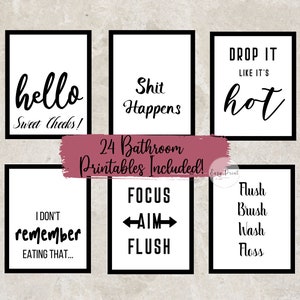 Bathroom Printable Bundle-funny Bathroom Signs-guest Bathroom Idea ...