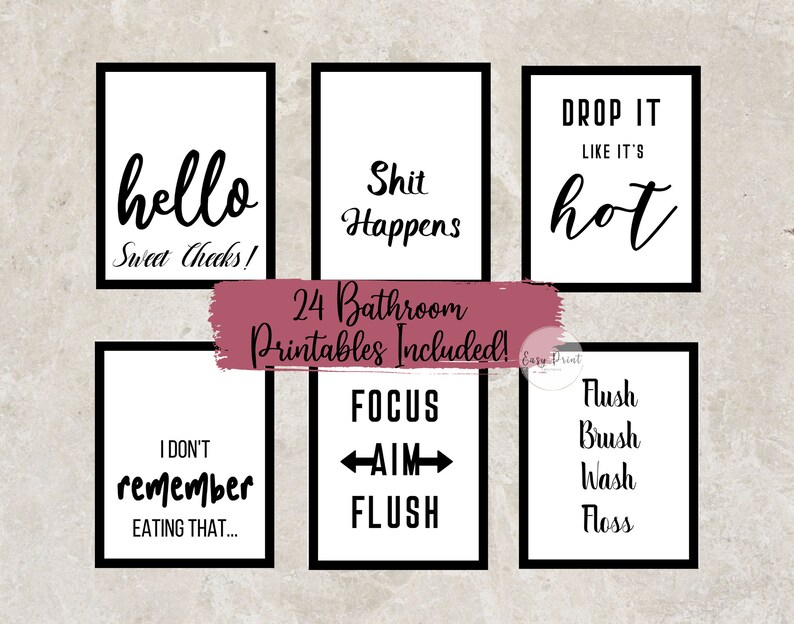 Bathroom Printable Bundle-Funny Bathroom Signs-Guest bathroom | Etsy