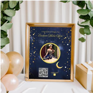 Digital Quinceanera Scan to Pay Editable Template-Customizable Digital Download w/ Instant Access-Party Decor-Scannable QR code-Starry Night