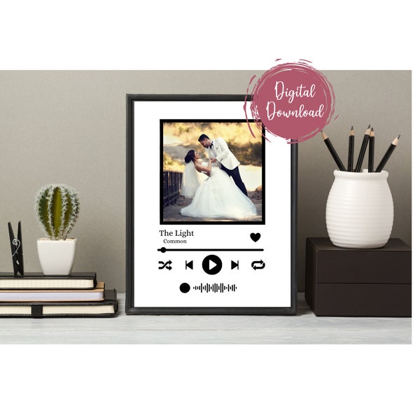 Music Frame-"Our Song" Printable W/ Scannable code-DIGITAL DOWNLOAD-With or without your Photo-Print and Frame-Couples Song-Anniversary Gift
