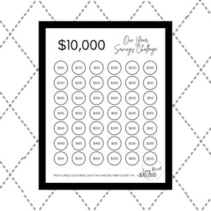 Save 10,000 Dollars in one year-Printable 10K Savings Challenge-Easy to save 10K in ONE year! Money Saving Challenge-Saving 10,000 Dollars
