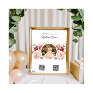 Digital Quinceanera Scan to Pay Editable Template-Customizable Digital Download with Instant Access-Party Decor-Scannable QR code-Pink Rose