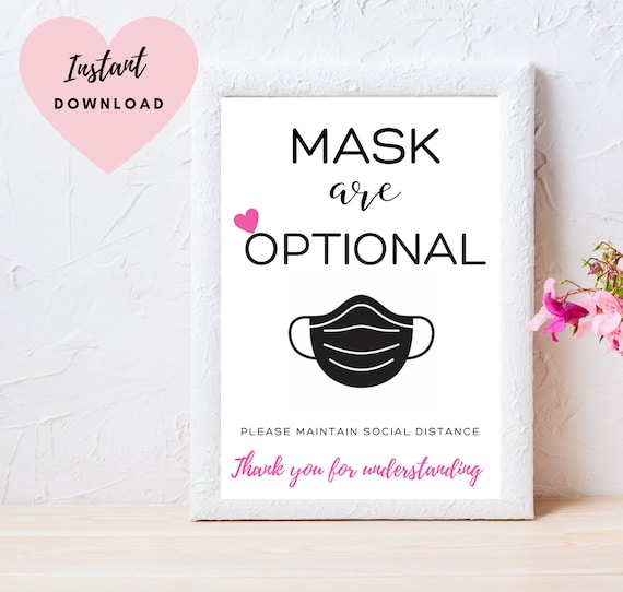 Mask Are Optional Printable Sign Mask Required Sign Social Etsy UK