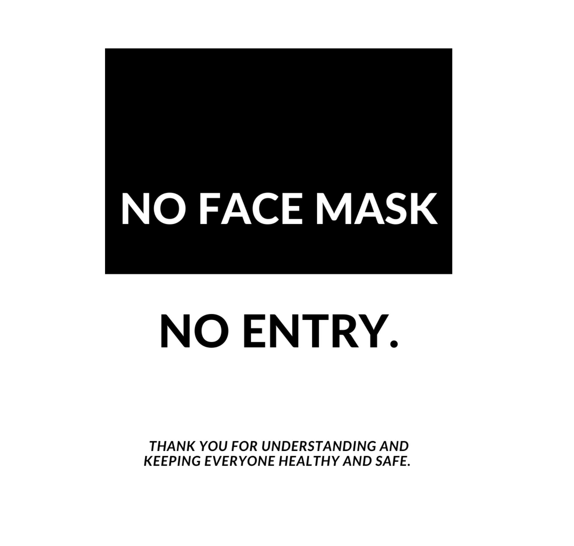No Face Mask No Entry Printable Sign for Business Face Mask Etsy Canada