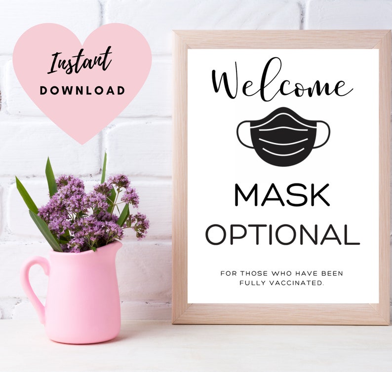 Mask Optional Printable Sign Mask Required Sign Social - Etsy