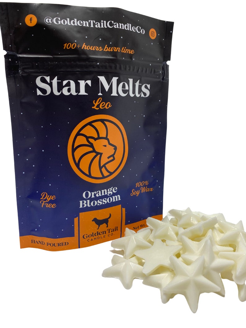 Astrology Star Melts Leo Orange Blossom, All Natural Dye-Free Soy Zodiac Wax Melts, 4oz image 1