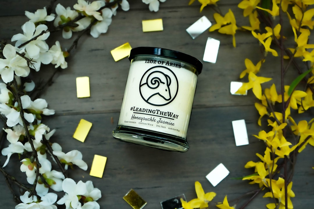 Aries Honeysuckle and Jasmine, Allnatural Soy Zodiac Candle, 12oz Etsy