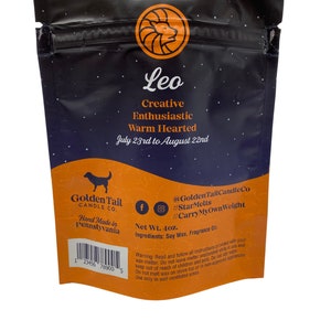 Astrology Star Melts Leo Orange Blossom, All Natural Dye-Free Soy Zodiac Wax Melts, 4oz image 2