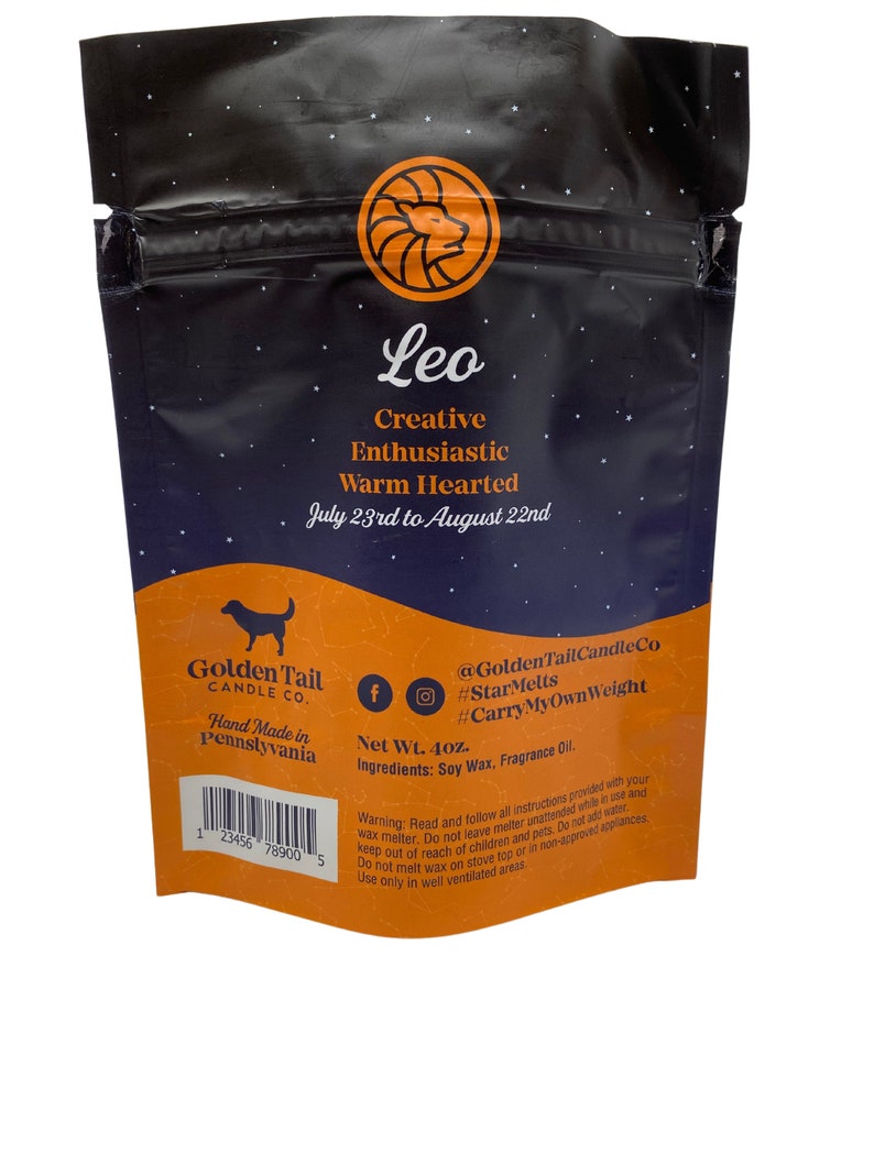 Astrology Star Melts Leo Orange Blossom, All Natural Dye-Free Soy Zodiac Wax Melts, 4oz image 2