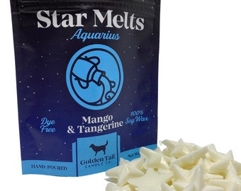 Astrology Star Melts – Aquarius – Mango and Tangerine, All Natural Dye-Free Soy Zodiac Wax Melts, 4oz