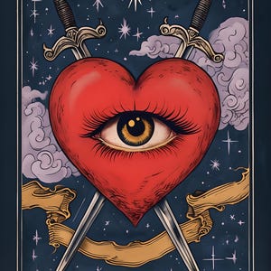 The Lovers Tarot Card Digital Art Print, Tarot Wall Art, Printable Tarot Decor, The lovers Card, Spiritual Home Decor, Spritual Gift.