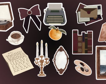Dark Academia Stickers| Dark Coquette Sticker Set | Jornaling | Scrapbook | Aesthetic | Kindle Stickers| Vintage Stickers | Dark Feminine |