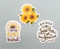 Autumn Sunflower Sticker Set | Raised on Sweet Tea and Jesus | Be Humble and Kind