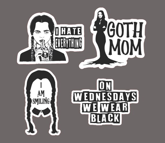 Wednesday Addams Sticker Set Addams Family Goth Mom I Am - Etsy Australia
