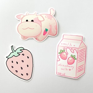 Strawberry Cow Sticker Set