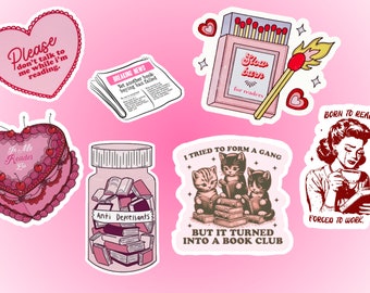 Bookish Sticker Set| Book Club| Kindle Stickers| Book Aesthetic| Girly Books| Reading Era| Slow Burn Stickers|Pink| Girly|