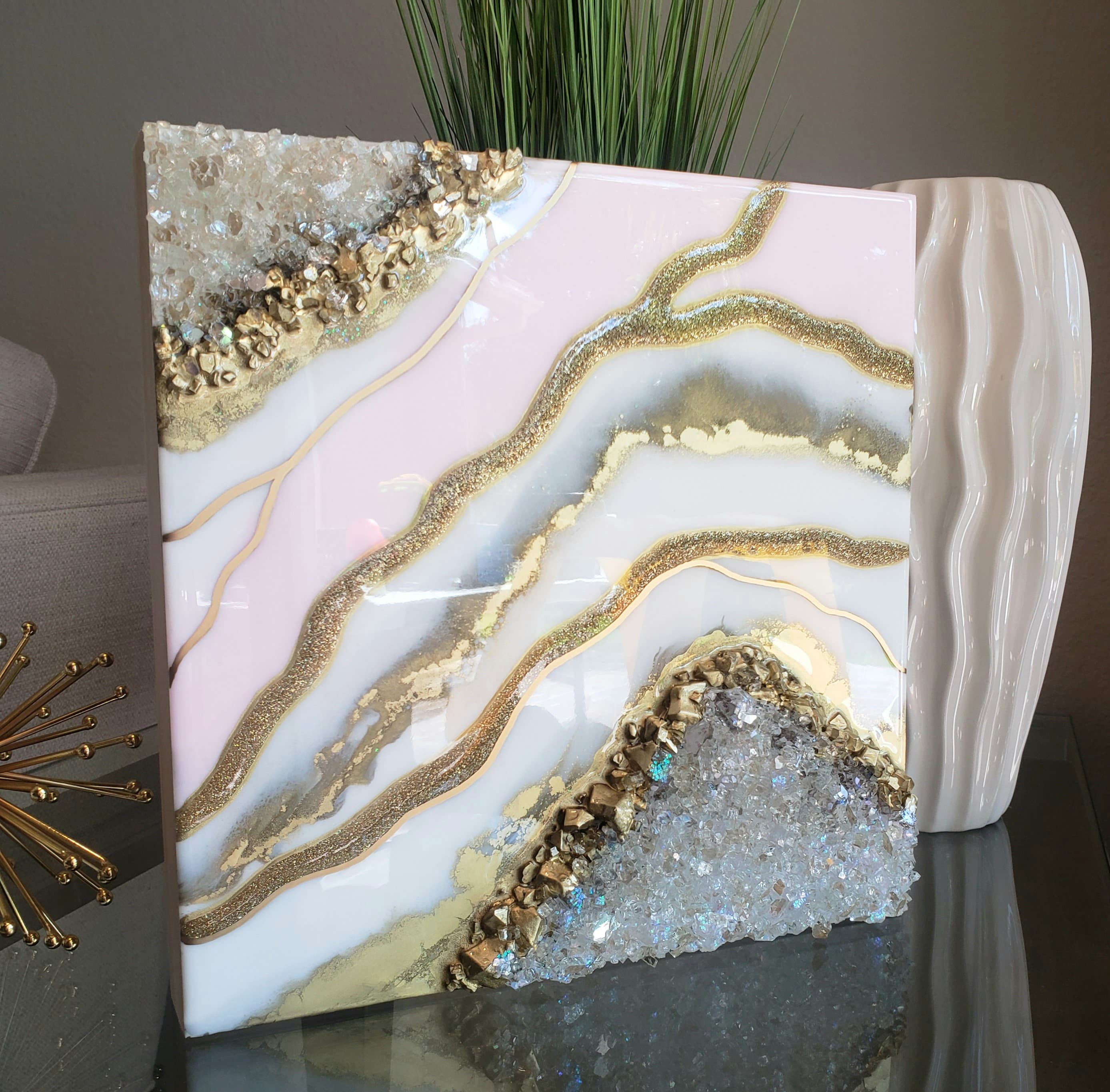 Resin Geode Art / Resin Art / Agate Geode Art / Mini geode / Etsy