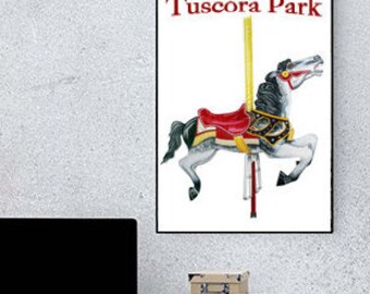 Carousel Horse illustration - Art Print - Tuscora Park New Philadelphia Ohio