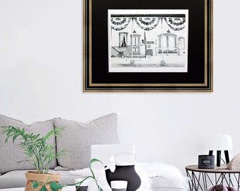 Zoar Store, Zoar Ohio, Graphite illustration art Print