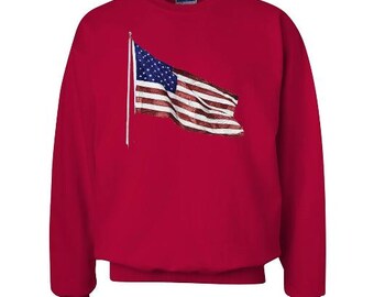 American Flag Sweatshirt - illustration by Peggy Hellem