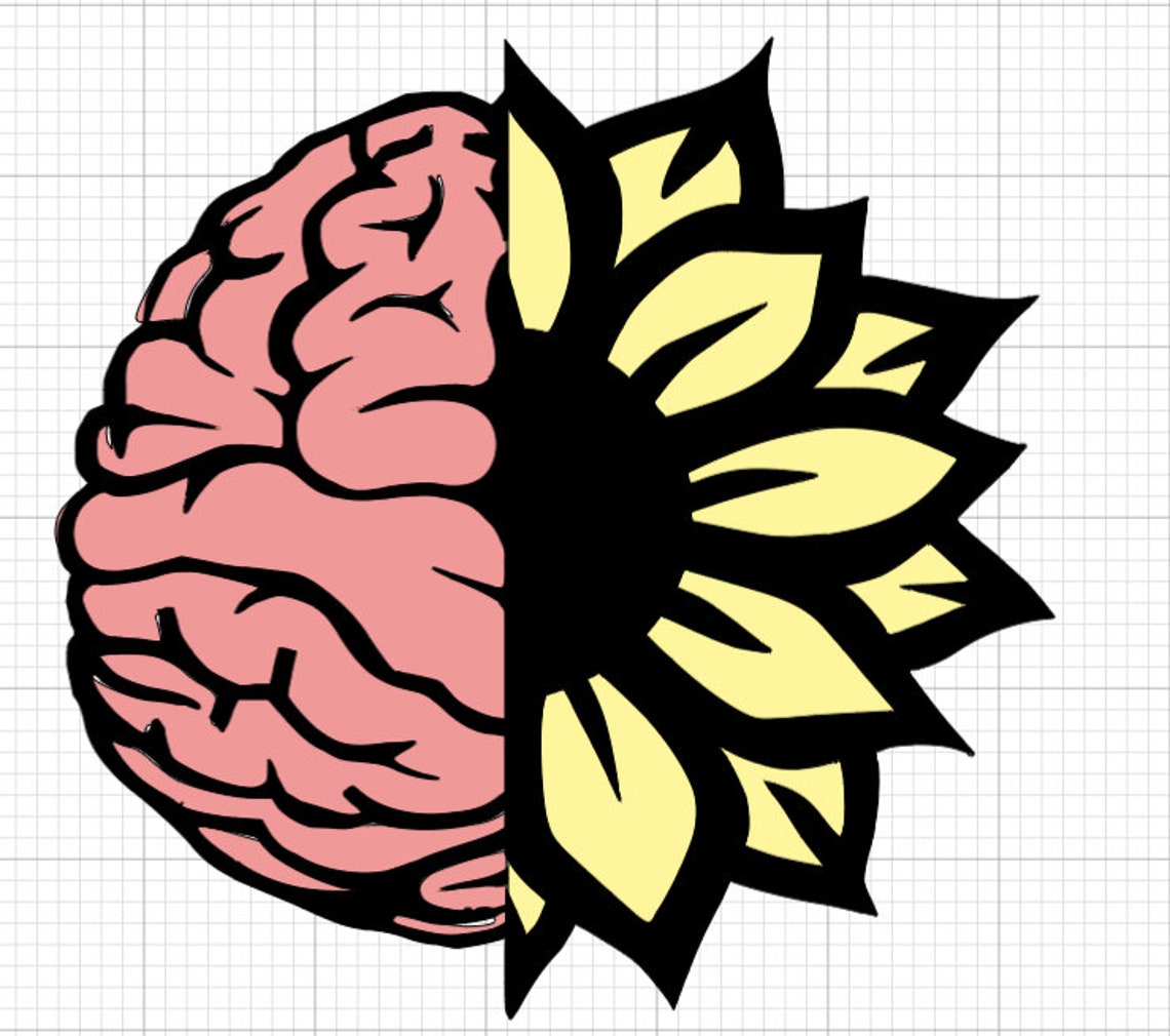 Sunflower/Brain Decal Mental Health Awareness Etsy