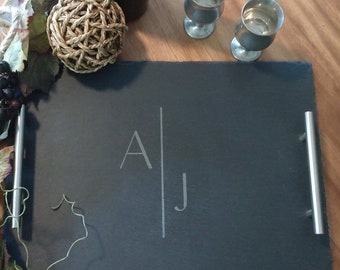 Etched Slate Charcuterie Board, Personalized Serving Tray
