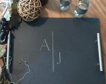 Personalized Slate Serving Tray, Etched Charcuterie Board, Realtor Gift