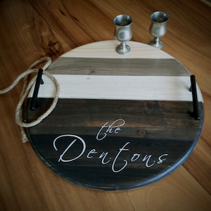 Personalized Serving Tray, Charcuterie Board, Round Decorative Tray, Custom Wood Serving Tray, Wedding/Shower/ Housewarming Gift