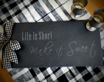 Personalized Slate Serving Tray, Etched Charcuterie Board