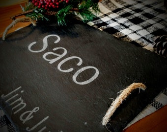 Personalized Etched Slate Serving Tray, Custom Charcuterie Board