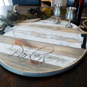 Personalized Serving Tray, Charcuterie Board, Round Decorative Tray, Custom Wood Serving Tray, Wedding/Shower/ Housewarming Gift