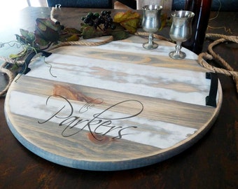 Personalized Wedding/ Shower Gift,  Custom Charcuterie Board, Personalized Serving Tray, Cheese Board, Round Wood Decorative Platter