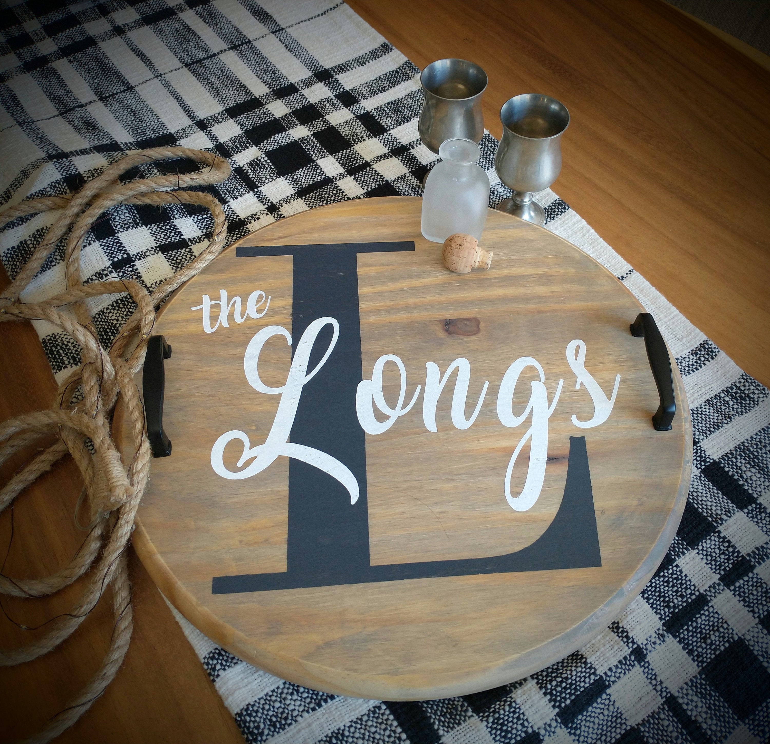 Personalized Serving Tray Wood Round Tray Custom Charcuterie Etsy