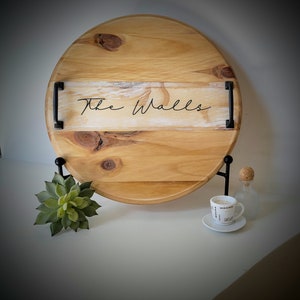 Personalized Serving Tray, Charcuterie Board, Round Decorative Tray, Custom Wood Serving Tray, Wedding/Shower/ Housewarming Gift