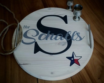 Personalized Wood Serving Tray, Custom Family Name Charcuterie Board
