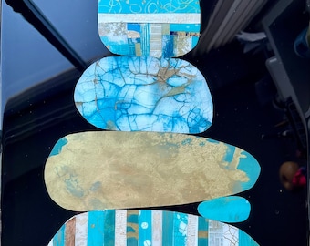 Collage de medios mixtos / Arte abstracto de la pared / Arte de resina / Arte del collage de papel / Pintura texturizada / Arte del collage de resina / Decoración abstracta de la pared