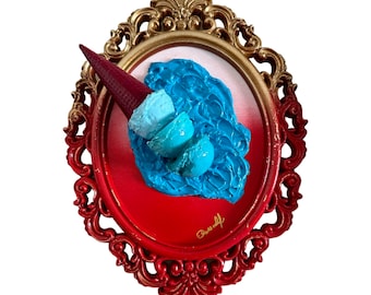 Decoración de pared de comida falsa / Pintura de helado / Arte de helado 3d / Decoración de comida de rosquilla falsa / Helado 3D esculpido en flores / Arte pop de comida falsa