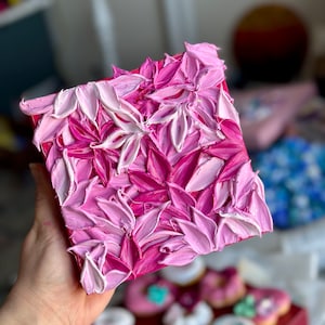Flower Acrylic Painting | Floral Impasto Art | Palette Knife Painting | Impasto Floral Oil Painting | Pink Flower | Textured Painting