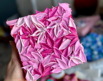 Flower Acrylic Painting | Floral Impasto Art | Palette Knife Painting | Impasto Floral Oil Painting | Pink Flower | Textured Painting