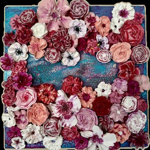 Handcrafted 3D Textured Floral Art in Pink - Heavy Texture 3d Flowers- Perfect for Stylish Home Decor, Gifts