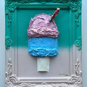 Ice Cream Painting | Fake Food Art | Abstract Art | Thick Acrylic Painting | Sculptured Ice Cream Art | Textured Painting | 3d Wall Art